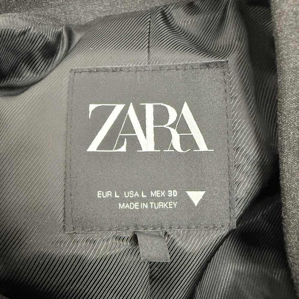 Zara Fitted Blazer Jacket with Tabs Medium Dark‎ Gray Academia Double Breasted - Picture 9 of 16